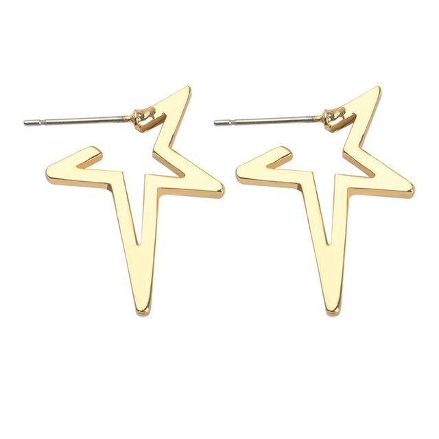 Pendientes de estrella de geometría hueca Simple para mujer y niña a la moda, accesorio de joyería decorativo (dorado)
