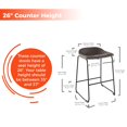 thumbnail image 4 of Bronte Living 26 inch Modern PU Leatherette Counter Stool with Rubber Protectors, Comfortable Footrest and Backless for Kitchen, Restaurant - Series Jacob - Set of 2, 4 of 7