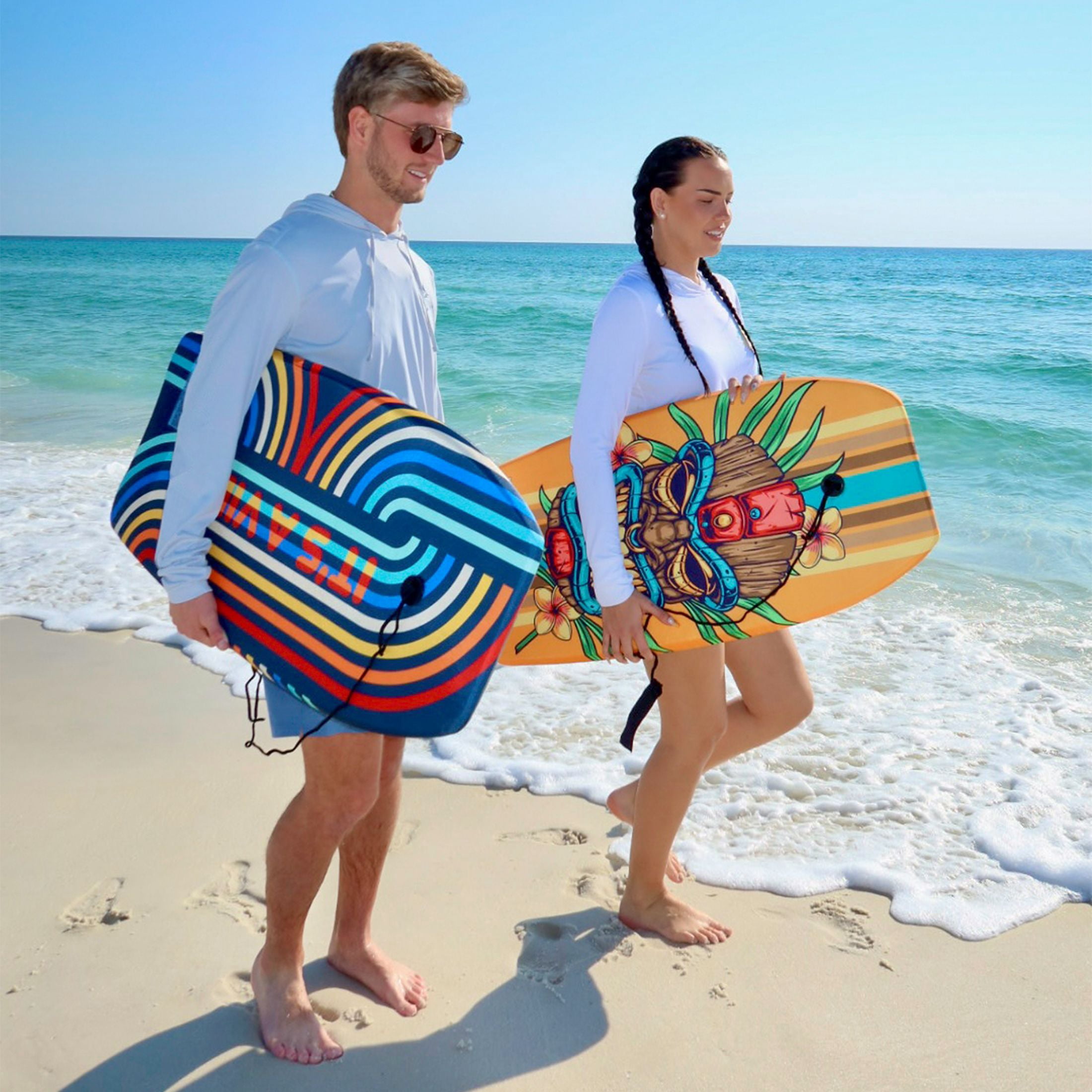 Bluewater Beach 37" Foam Bodyboard with Leash, 125-155 lbs., Tiki Print