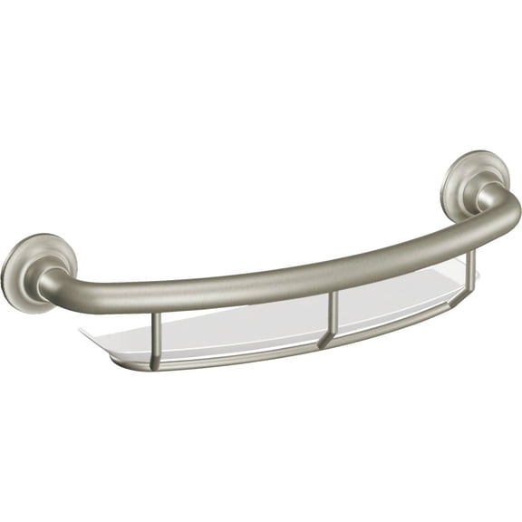 Moen Designer Grab Bar with Integrated Shelf - Brushed Nickel - Bathroom, Removable, Wall Mount