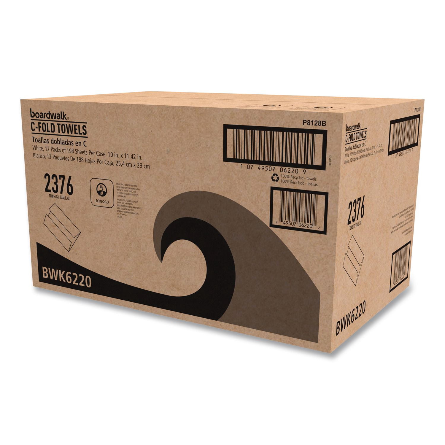 Boardwalk C-Fold Bleached White Paper Towels, 200 sheets, 12 ct