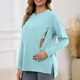 thumbnail image 6 of Mifsaly Long Sleeve Maternity Shirt Crewneck Nursing Tops Side Slit Breastfeeding Shirts with Hidden Zipper Loose Comfortable Pregnancy T Shirt Home Going Convenient Outfits XXL, 6 of 8