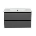 thumbnail image 5 of Modern Wall-Mounted Bathroom Vanity with Washbasin | Edison Gray Matte Collection | Non-Toxic Fire-ResistGM MDF-32"-Diamond Collection 24", 5 of 5