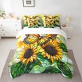 thumbnail image 2 of jejeloiu Chic Butterflies 7pcs Bedding Comforter Set,Sunflower Floral Queen Bedding Sets,Green Yellow Queen Sheet Sets For Kids,Luxury Bedroom Decor, 2 of 8