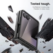 Suritch Phone Case for Samsung Galaxy Z Flip 7 with Rotatable Hand Grip, Kickstand and Screen Protector, Rugged Shockproof Protective Cover, Black