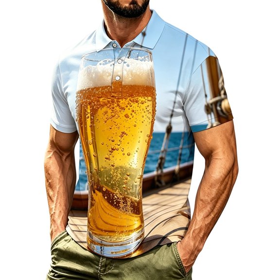 Men's Polo Shirts Short Sleeve Golf T Shirt Festival Theme Print Collar Polo Shirt Top