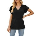 thumbnail image 4 of Fiudx Ofertas Del Día Top de Manga Corta con Cuello Redondo de Color Liso para Mujer, Ropa para El Hogar con Copa y Almohadilla para Sujetador, Pijamas de Manga Corta, 4 of 6