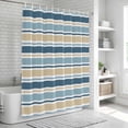 thumbnail image 6 of Khaki Blue Striped Shower Curtain, Waterproof Shower Curtains for Bathroom, Farmhouse Stripes Modern Abstract Art Washable Fabric Bathtub Curtain Set Bath Decor with 12 Hooks Standard 72"x72", 6 of 8
