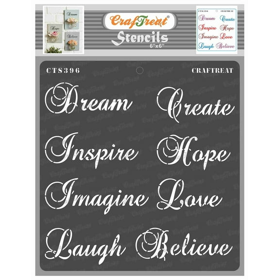 CrafTreat Imagine Sentiments stencils for Journaling and Painting - 6"x6"