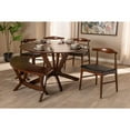 thumbnail image 3 of Baxton Studio Berlin Mid-Century Modern Black Faux Leather Upholstered Walnut Finished 6-Piece Wood Dining Set, 3 of 11