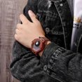 thumbnail image 2 of Reloj de cuarzo de madera Natural claro hecho a mano para hombre, esfera giratoria, estilo brújula, reloj deportivo de cuarzo para hombre, caja de regalo, 2 of 5