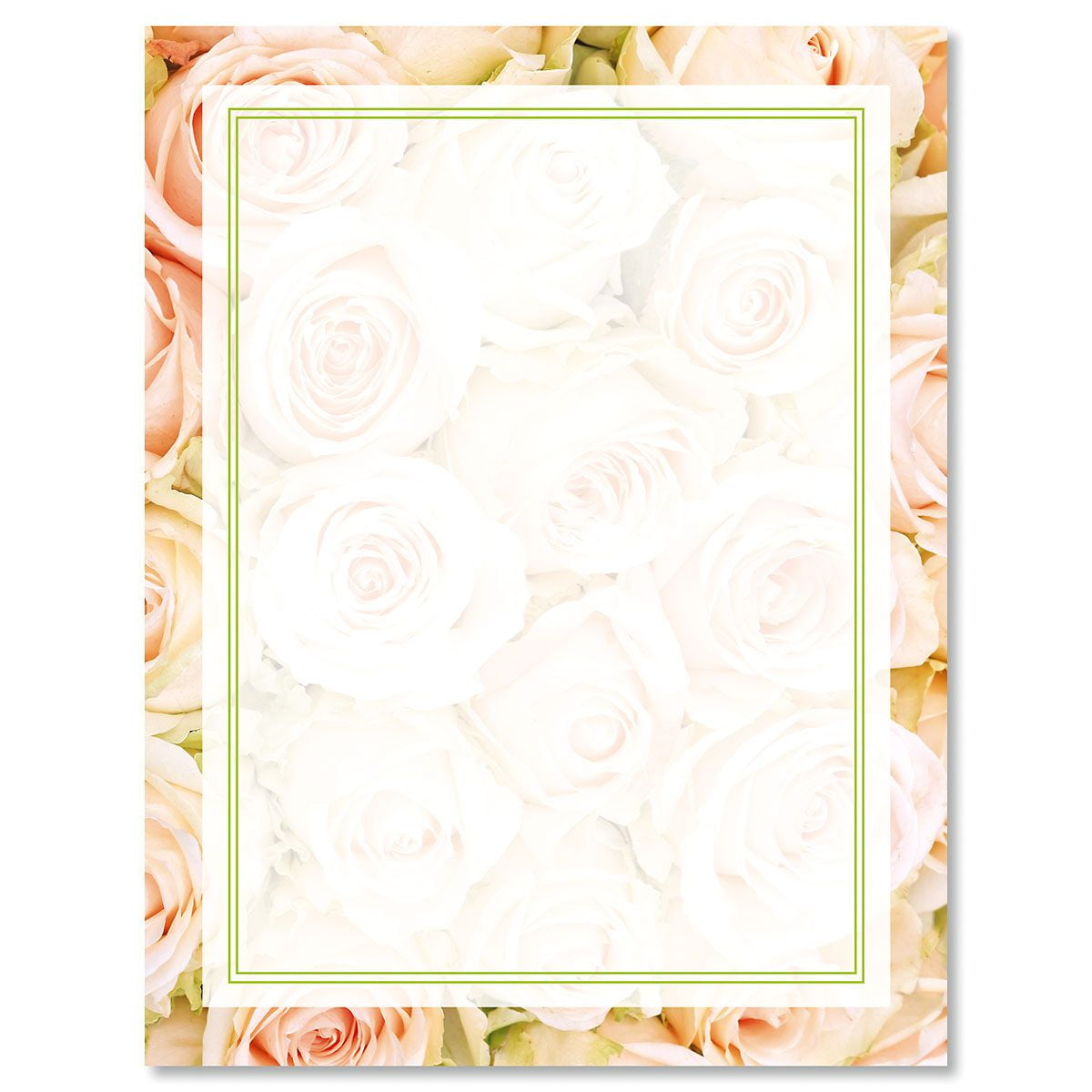 Pale Pink Roses Floral Letter Papers -Set of 25 spring stationery papers are 8 1/2' x 11', compatible computer paper, Easter, Wedding & Bridal Shower Flyers, Invitations, or Letterhead