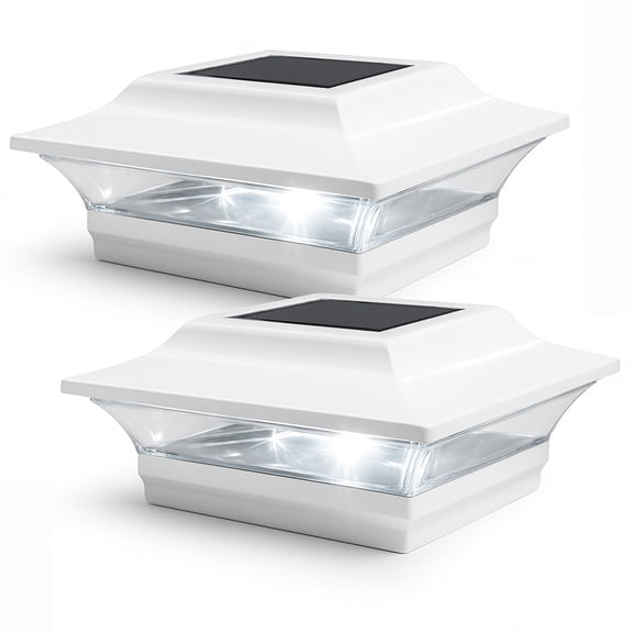 Classy Caps 5x5 White Aluminum Imperial Solar Post Cap (Set of 2)