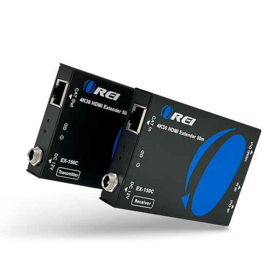 4K HDMI Over CAT6/CAT7 Extender by OREI Extender RJ45 4K@30Hz Upto 150 Ft 1080P Upto 196 FT Full HD POC Transmitter & Receiver Dual IR (EX-150C)