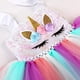 thumbnail image 4 of Vestido de unicornio con lentejuelas para niñas de 1 a 10 años con diadema, vestidos de fiesta de baile de cumpleaños, 4 of 5