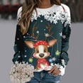 thumbnail image 2 of WEAIXIMIUNG Chandails en Molleton Courts pour Femmes, Pulls de Noël Tendance pour Femmes, Mode, Manches Longues, Col Rond, Graphique Renne Mignon, Chemises de Noël (4), 2 of 4
