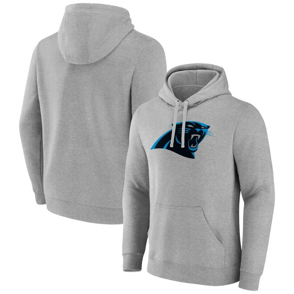 Men's Heather Gray Carolina Panthers Primary Logo Fitted Pullover Hoodie