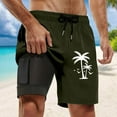 thumbnail image 2 of Work Shorts Men Swim Trunks Compresssion Liner Inseam Board Shorts Bathing Suit With Pockets Running Shorts Dark Green L, 2 of 4