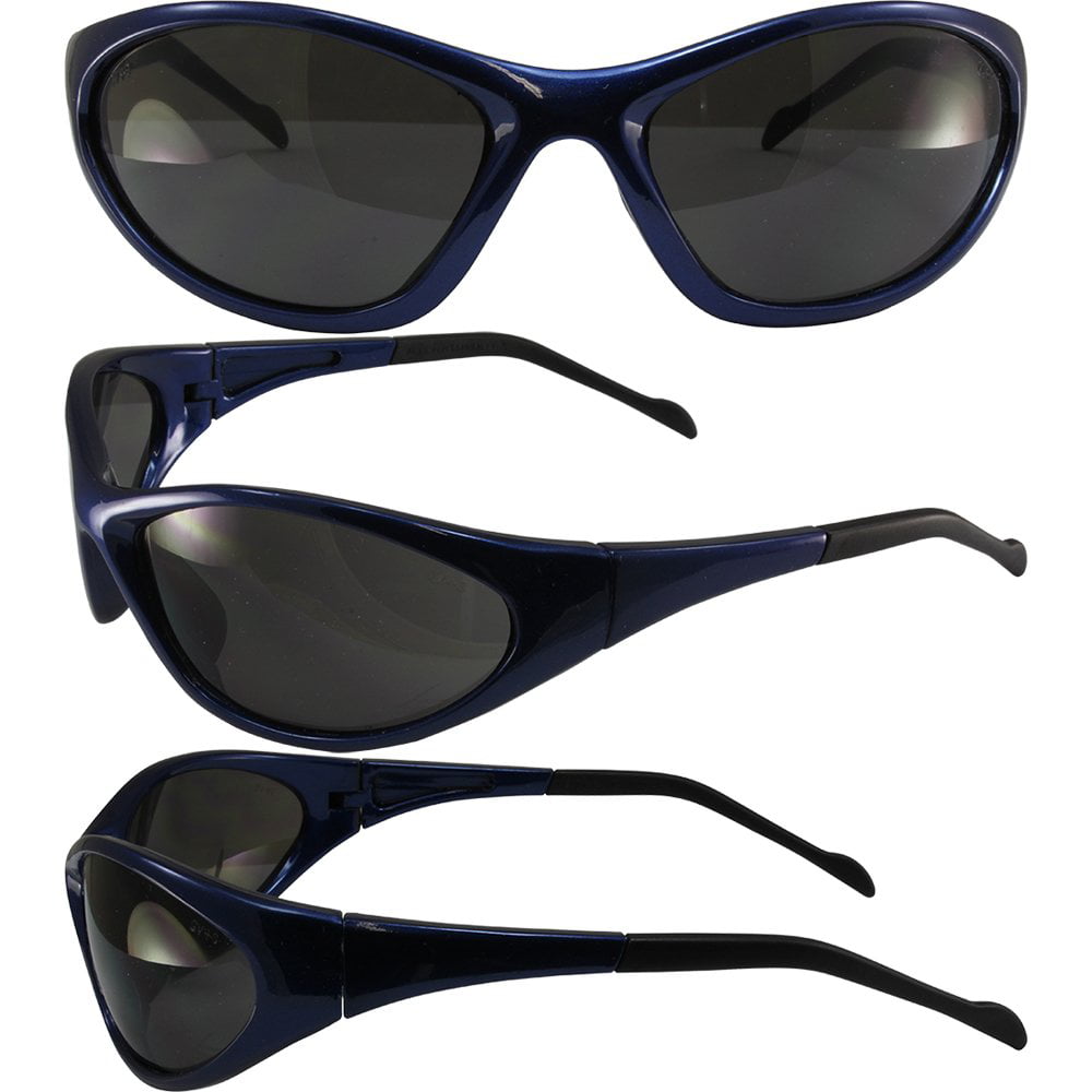 Global Vision Flexer Safety Sunglasses Blue Frames Smoke Lenses ANSI ...