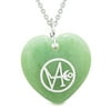 Archangel Gabriel Sigil Magic Planet Energy Amulet Puffy Heart Green Quartz Pendant 22 inch Necklace