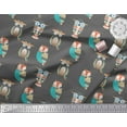 thumbnail image 3 of Soimoi Gray Cotton Duck Fabric Owl Tribal Printed Fabric 1 Yard 42 Inch Wide, 3 of 3