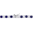 thumbnail image 4 of Everly Women's 33ct TGW Created Blue and White Sapphire Sterling Silver Tennis Necklace, 4 of 10