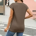 thumbnail image 5 of Womens Blouses Short Sleeved Solid Color Crew Neck Covered Sleeve Plus Size Womens Clothing, 5 of 6