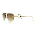 thumbnail image 6 of Cheetah Ring Jewel Arm Rimless Rectangular Bevel Lens Sunglasses Gold - Brown, 6 of 8
