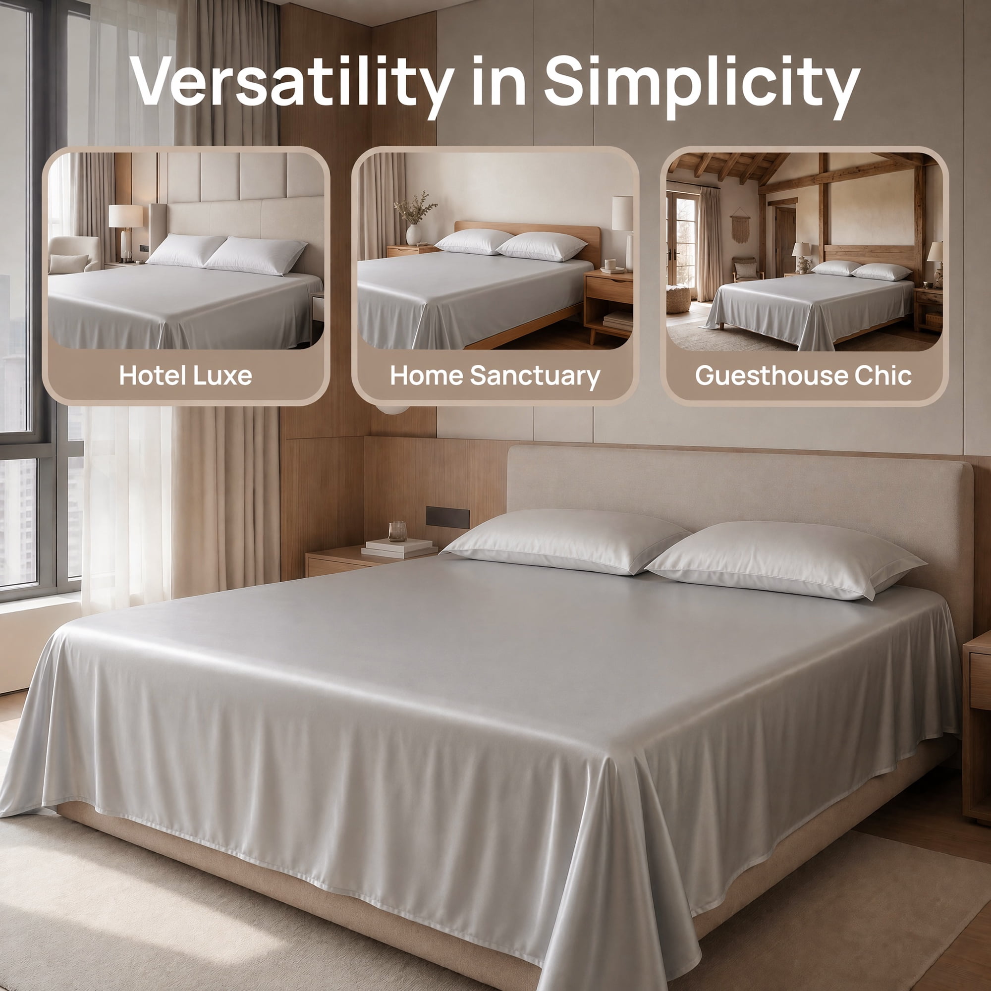 Unique Bargains Microfiber Ice SilkFlat Sheet Wrinkle Bedding Light Gray 79"x91"