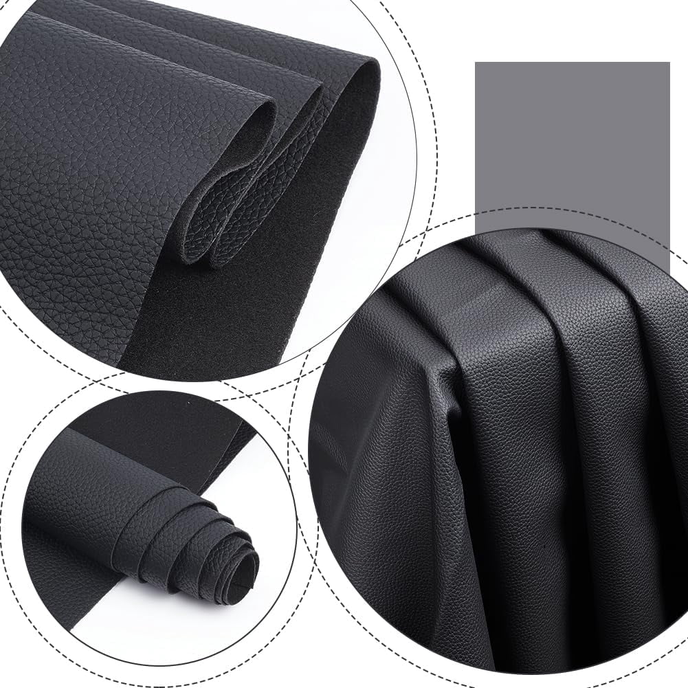 1set 1 Yard (55x36 inch) Leather Fabric 1mm Thick Leather Upholstery Fabric Leather Sheets Soft Leather Fabric Sheets Roll for DIY Crafts Sewing Hat Shoe Making Black