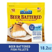 Gorton’s Beer Battered Fish 100% Whole Fish Fillets (Not Minced), Wild Caught Pollock, Frozen, 10 Count, 18.2 Ounce Resealable Bag