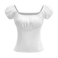 thumbnail image 2 of Women Solid One Shoulder Off The Shoulder Sexy Short Sleeve Top With A Court Style, 2 of 2