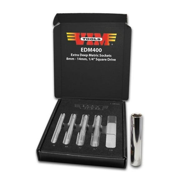 VIM Tools VIM-EDM410 0.25 in. 10 mm Carré Entraînement Prises Métriques Extra Profondes