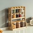 thumbnail image 2 of Basicwise Versatile 3-Tier Bamboo Spice Rack and Pantry Organizer with 13 Glass Jars – Perfect for Countertop Storage in Kitchens to Keep  Seasoning Containers Neatly Displayed and Easily Accessible, 2 of 10
