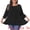 Black, variant on DARING DIVA Women's Plus Pleated Crew Neck 3/4 Sleeve Blouses 2X Black