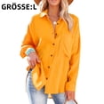 thumbnail image 1 of 1pcs-casual long sleeve shirt-yellow-L, 1 of 5
