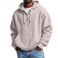 thumbnail image 2 of Qwertyu Men's Quarter Zip Hoodie Waffle Knit Pullover Long Sleeve Drawstring Casual Loose Fit Sweatshirt Hooded Tops with Pockets Light Purple 5XL, 2 of 4