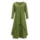 thumbnail image 4 of ICHUANYI Clearance Women's Fashion Plus Size Round-Neck Solid Long Dress Helf Sleeve Buttons Dress(Green, XXL) ICHUANYI WER2023081106375, 4 of 8