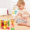 thumbnail image 4 of Juego de bolos de madera para niños Juego de bolos de madera colorido con 10 bolos con caras de animales 2 bolas Juguetes educativos para niños pequeños, 4 of 5