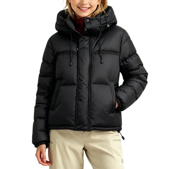 Gealkoca Girls Puffer Jackets Warm Winter Jacket with Removable Hood Zipped Quilted Coat Solid Color Windproof Thick Outerwear 2-10 Years