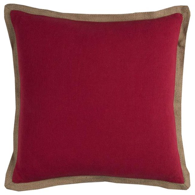 HomeRoots 403216 Red & Beige & Natural Jute Throw Pillow