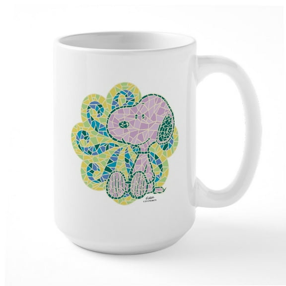 CafePress - Snoopy Mosaic Mugs - 15 oz Ceramic Large White Novelty Mug