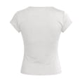thumbnail image 5 of Daznico Women's V Neck Wrap Front Short Sleeve Slim Fit Basic T Shirt Casual Summer Tops,XL, 5 of 5