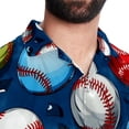 thumbnail image 5 of Baseball Men's Short Sleeve Hawaiian Shirt, Casual Printed Button Down Beach Tops for Summer, Spread Collar Mens Shirts Unisex, 5 of 6