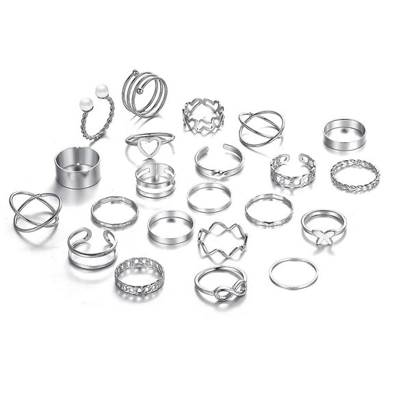 NUZYZ Ladies Rings 22Pcs/Set Gift Hypoallergenic Chic Minimalist Simple Style Women Rings