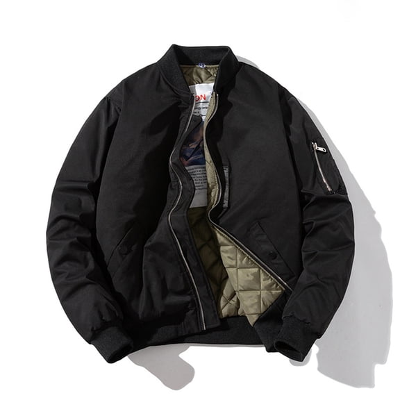 Maoxin Jackets for Men Solid Color Casual Loose Fitting Long Sleeved Hooded Baseball Uniform Jacket Long Sleeve Hoodless Casual Outwear Jackets Black S