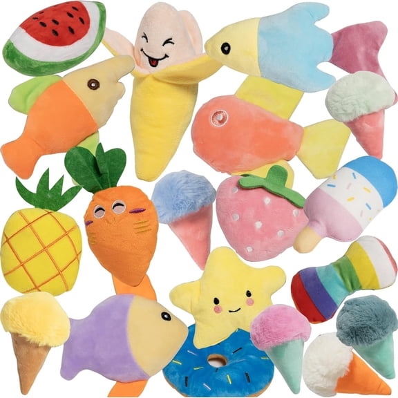 19 Pack Random Puppy Squeaky Dog Toys Set Plush Puppies,Cute Chew Pets Dog Toy with Squeakers for Small Dogs Playtime