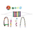 thumbnail image 1 of Bird Toy Set Colorful Toxic Free Chewing Climbing Parrot Swing Toys with Bells for Parakeet Cage, 1 of 8