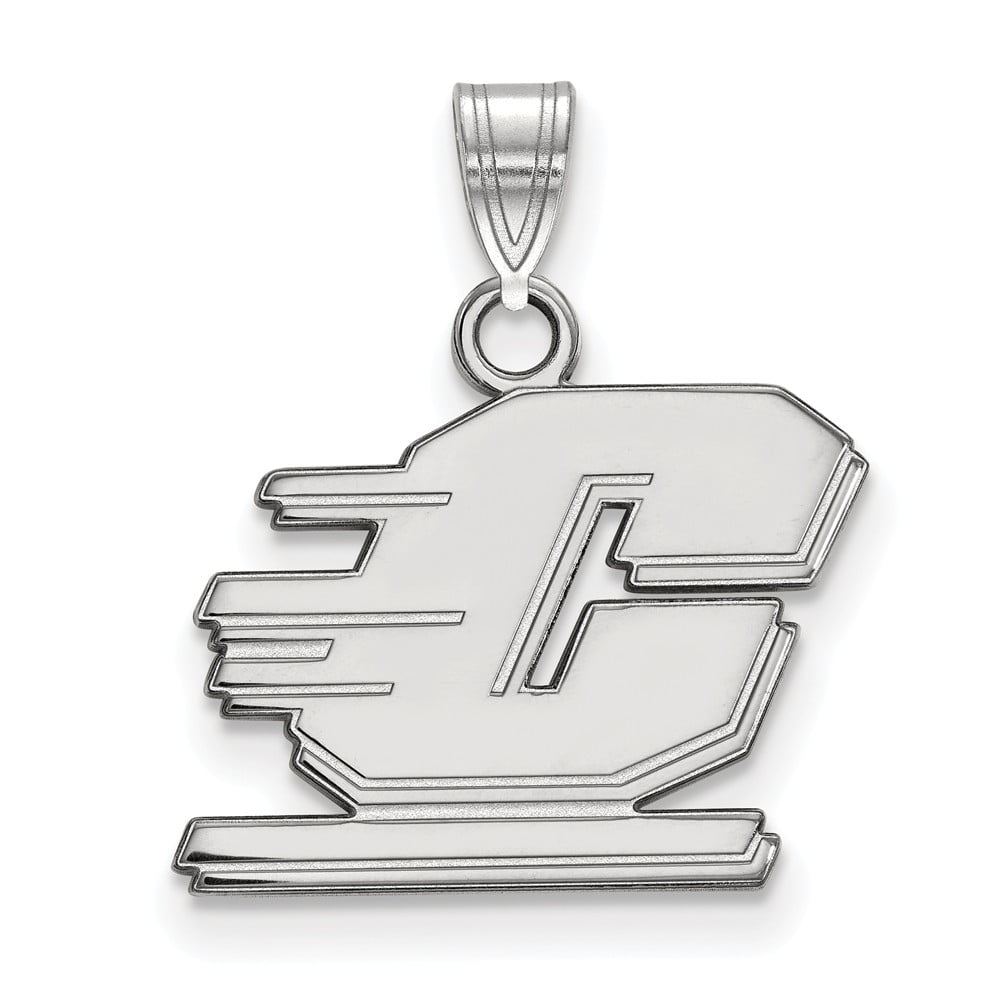 925 Sterling Silver Rhodium-plated Laser-cut Central Michigan University Small Pendant w/Necklace 18 