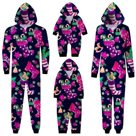 

XUNHAO Matching Christmas Family Pajamas Sets Cozy Hooded Pajamas With Christmas Prints Cuddly Idea Outdoor Photography Set
